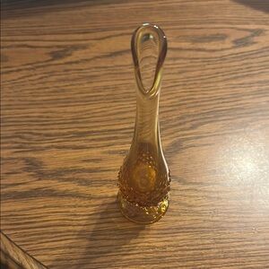 1950’s Fenton glass amber vase hobnail colonial style